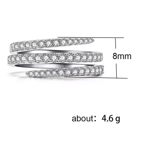 ¥ 925 STERLING SILVER DIAMOND THREE CIRCLE RING - Picture 4 of 5